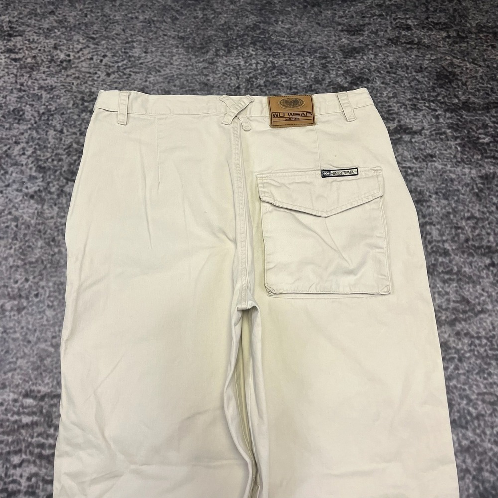 Vintage Wu Wear Pants Mens 34x30 Cream Baggy Embroidered Hip-Hop Skater Y2K‎ - Picture 4 of 16